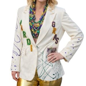 Custom Festive Mardi Gras Blazer💜💚💛, Size: Large